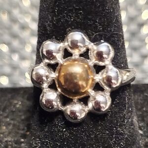 Elegant Sterling Silver and Gold Floral Ring